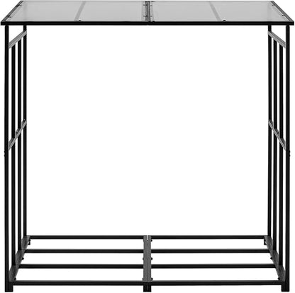 VEVOR Firewood Rack with Sloped Roof, 4 ft Outdoor Firewood Holder, 1/4 Cord Log Storage Shed, 660lb Max Weight Capacity, Powder-Coated Metal Wood Storage Rack for Fireplace Deck Backyard Garden