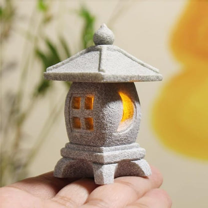 Japanese Pagoda LED Lamp Statue Figurine, LED Lantern Pagoda Statue Figurines for Home Table Decor - Style B
