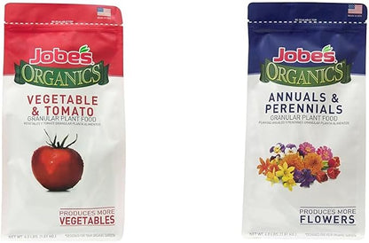 Jobe's Organics Granular Fertilizers for Vegetable Gardens, Tomato Plants, Geraniums, Hibiscus, Daisies and Other Flowering Plants, 4 lbs Bags (2-Pack)