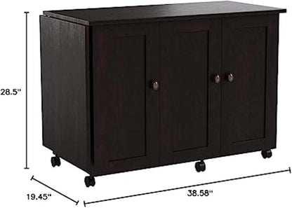 Sauder Miscellaneous Storage Easy Rolling Sewing and Craft Table/Cart/ Pantry cabinets, Cinnamon Cherry finish