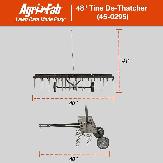 Agri-Fab 48 In Tow Behind Lawn Dethatcher with 24 Durable Spring Steel Tines and Universal Hitch