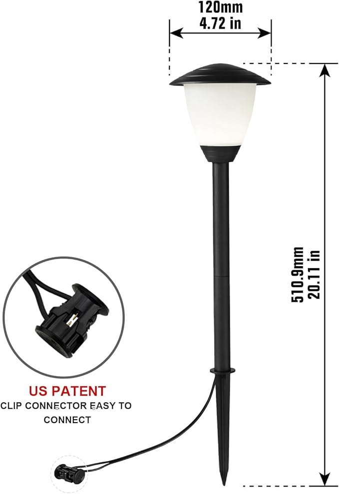 6 Pack Low Voltage Landscape Lighting LED Landscaping Lights, 1.7W 12V AC DC, 3000K Warm White, IP65 Waterproof Low Voltage Pathway Lights, ETL, UL, CSA Listed, for Yard Walkway Garden, Black