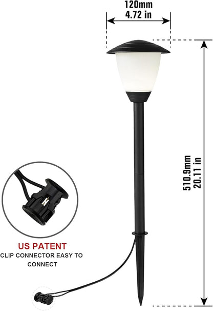 6 Pack Low Voltage Landscape Lighting LED Landscaping Lights, 1.7W 12V AC DC, 3000K Warm White, IP65 Waterproof Low Voltage Pathway Lights, ETL, UL, CSA Listed, for Yard Walkway Garden, Black