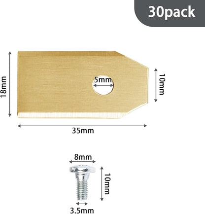 30Pack Blade Kit with Screws Replacement Robotic Lawn Mower Cutting Blade for All Husqvarna Automower,Gardena McCulloch Robotic Lawnmower Mowing Lawn Mower Robot (Titanium)