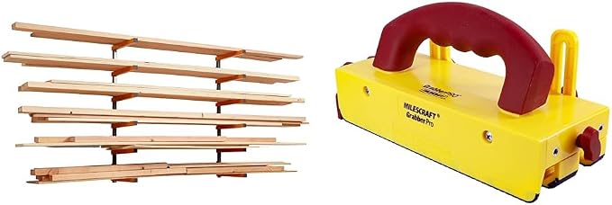 Bora Wood Organizer and Lumber Storage Metal Rack with 6-Level Wall Mount – Indoor and Outdoor Use & Milescraft 3406 GrabberPRO - Push block for Table Saws, Router Tables, Band Saws & Jointers