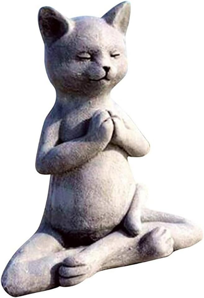 Yoga Cat Meditating Cat Statue Buddha Zen Figurine Art Statue Sculptures Ornament, Resin Meditation Decorative Sculpture Decoration for Indoor Outdoor Home Patio Yard Lawn Garden Decor