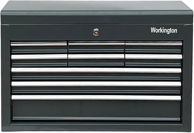 Workington Portable Metal Tool Chest with 9 Drawers, 24" 9-Drawer Tool Chest Cabinet with Ball Bearing Drawer Slides, Steel Tool Storage Box Organizer 4006 Gray
