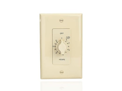 NSI A512H Tork Spring-Wound in-Wall Twist Timer with 12-Hour Length and Ivory Faceplate for Automatic Shutoff of Fans or Light