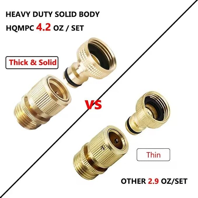 Garden Hose Quick Connector Water Hose Qucik Connect Garden Hose Connectors Brass Hose connectors Water Quick Connect Fittings 3/4" Inch GHT Solid Brass 6 Sets(6pcs Male Coupling 6pcs Female Nipple)