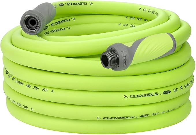 Flexzilla Garden Hose with SwivelGrip, 5/8 in. x 75 ft., Heavy Duty, Lightweight, Drinking Water Safe, ZillaGreen - HFZG575YWS-E & Flexzilla Garden Hose Nozzle Kit, 3-Piece - HFZGAK01