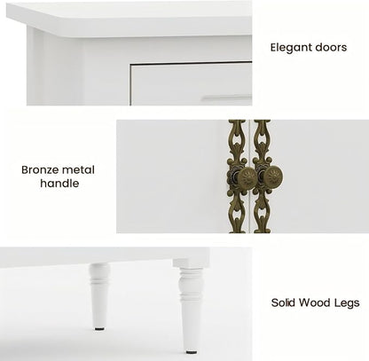 RoyalCraft Buffet Cabinet with Storage, 59" Vintage Sideboard with Adjustable Shelves, Mid Century Modern Painted Credenza Coffee Bar for Kitchen, Dining Room, Entryway, Living Room, Satin White