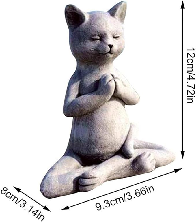 Yoga Cat Meditating Cat Statue Buddha Zen Figurine Art Statue Sculptures Ornament, Resin Meditation Decorative Sculpture Decoration for Indoor Outdoor Home Patio Yard Lawn Garden Decor