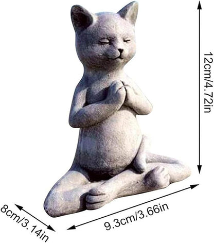 Yoga Cat Meditating Cat Statue Buddha Zen Figurine Art Statue Sculptures Ornament, Resin Meditation Decorative Sculpture Decoration for Indoor Outdoor Home Patio Yard Lawn Garden Decor