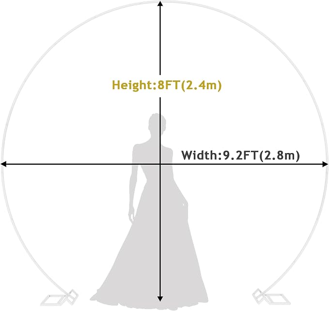Wokceer 9.2FT Wedding Arch Round Backdrop Stand Wedding Arches for Ceremony Circle Balloon Arch Stand Frame Anniversary Birthday Party Valentine Celebration White