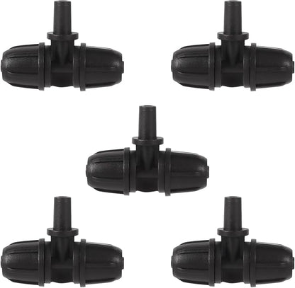 6mm to 1/4 Inch Barb Tee for for ¼ in. tubing; Tubing Outside Diameter (OD) is 0.250 in., Internal Diameter (ID) is 0.170. in. (20Pcs/Pack) (Black-1/4" to 6mm)