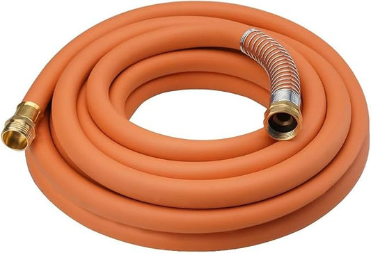 Wiseflow Garden Hose 25FT x 3/4", Heavy Duty Rubber Hose, Water Hose with Five Layered Braiding, Male Female Fittings, 1200PSI Burst, 300PSI Working for Yard, Car Wash, Pets (Orange)