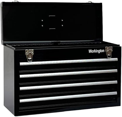 Workington Portable Metal Tool Chest with 4 Drawers, 20" 4-Drawer Tool Chest Cabinet with Ball Bearing Drawer Slides, Steel Tool Storage Box Organizer 4004 Black