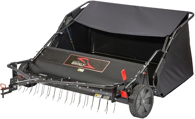 Brinly 54" Tow-Behind Combo Lawn Sweeper with Dethatcher and Hamper Windscreen