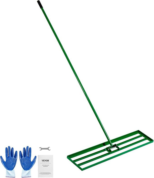 VEVOR Lawn Leveling Rake, 48"x10" Level Lawn Tool, Heavy-Duty Lawn Leveler with 78" Steel Extended Handle, Yard Leveling Rake Suit for Garden, Golf Lawn, Farm
