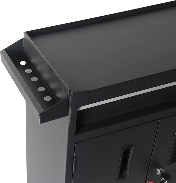 1 Drawer Tool Chest Heavy Duty Cart Steel Rolling Tool Box with Lockable Doors (TZ8 Black)