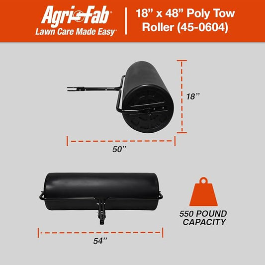 Agri-Fab 18 in x 48 in Tow Behind Poly Lawn Roller for Lawn and Garden Tractors, 550 lb Water Capacity, Made in USA