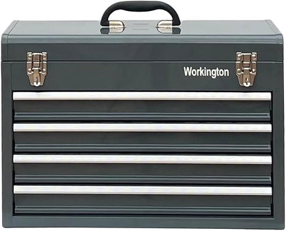 Workington Portable Metal Tool Chest with 4 Drawers, 20" 4-Drawer Tool Chest Cabinet with Ball Bearing Drawer Slides, Steel Tool Storage Box Organizer 4004 Gray