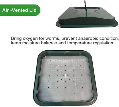 The Original VermiHut® Plus 5-Tray Worm Compost Bin – Indoor & Outdoor Vermicomposting System, Continuous Flow Food Waste Recycler for Organic Composting & Gardening - Dark Green