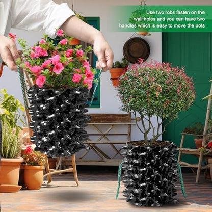RooTrimmer 1 Gallon Air Pruning Containers, New Plastic Nursery Pots, Fruit Vegetable Garden Self-Planting Pots, Black (1G-10P)