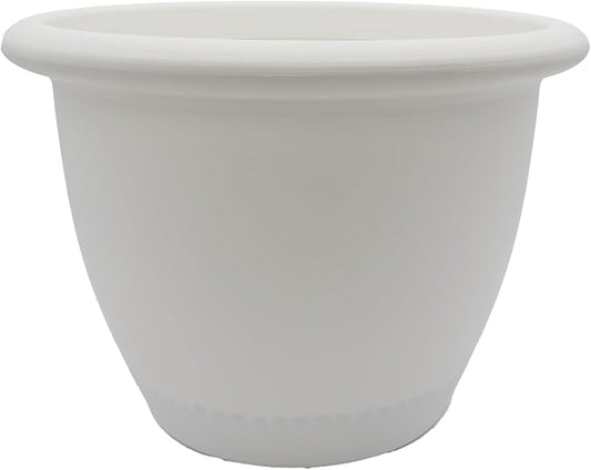 The HC Companies Sevilla Flower Planters - Outdoor & Indoor Planter - Round Self Watering Plant Pots for Herbs & More (9”, White, Pack of 1)