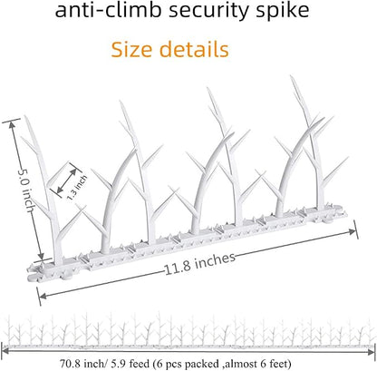 6 Packs of Bird Spikes, Cat Spikes, Pigeon Spikes (Coverage 5.8 Feet) | Birds Deterrent Spikes Suitable for Balconies, Walls, Railings, Roof and Windows