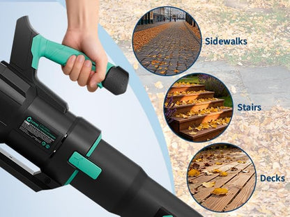 Garvee Brushless Leaf Blower Cordless- 20V Electric Leaf Blower & 2 Speed * 4.0Ah Battery Powered, 1*Charger Leaf Blowers for Lawn Care (650 CFM Blower Kit & 4.0 Ah Battery)
