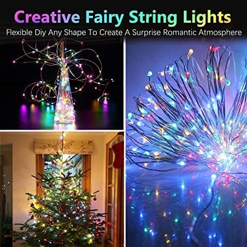4 Pack 60 LED Fairy Lights Battery Operated with Timer, 20FT Waterproof String Lights Indoor Outdoor, Cuttable Battery Light for Home Bedroom Wedding DIY Centerpiece Christmas Decorations (Multicolor)