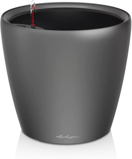 Lechuza Classico LS 28 Charcoal Metallic, Self-Watering Round Planter, D11 H10.2 in