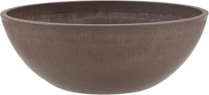 PSW Pot Collection M25C 10-inch Plastic/Stone/Wood Composite Low Bowl Planter–No Drainage Hole (Drillable), Shallow Indoor/Outer Pot for Succulents, Bonsai, Fairy Gardens, Herbs, Chocolate(Pack of 12)