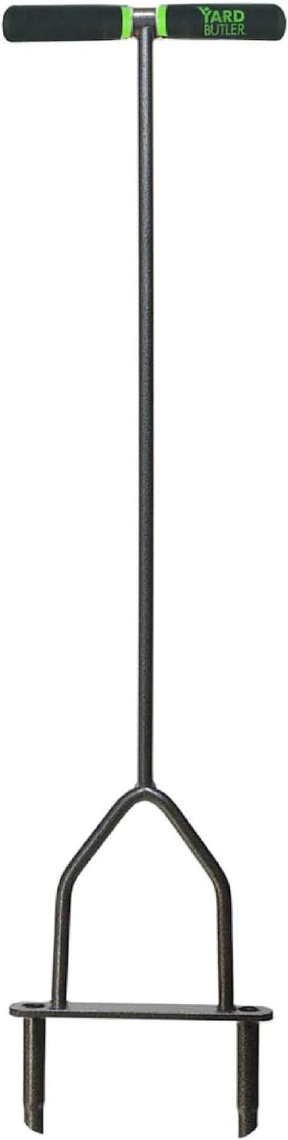 Yard Butler Manual Lawn Coring Aerator, ID-6C - Lawn Care Tool for Aerating - Long-Handled - Power-Coated Steel Construction - Comfortable Cushioned Handles Garden Tool - Easy to Use