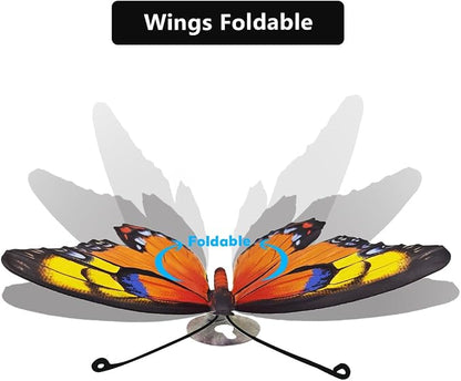 EOORAU Metal Butterfly Wall Decor - 5 Pcs 3D Lifelike Metal Butterflies Outdoor Wall Art Sculpture Hanging Decorations for Outside Fence Yard Patio Garden Exterior Decorations