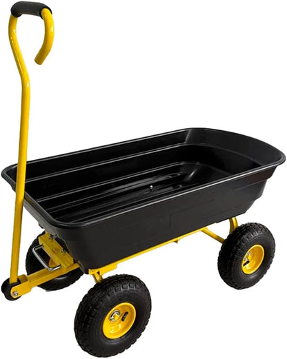Garvee Garden Dump Cart, 600 Lbs Heavy Duty Outdoor Garden Wagon with Quick Release and 10-Inch Flat-Free All-Terrain Wheels, Utility Wagon for Soil, Plants, Tools, Grey ﻿