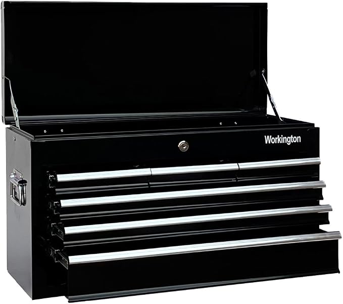 Workington Portable Metal Tool Chest with 6 Drawers, 24" 6-Drawer Tool Chest Cabinet with Ball Bearing Drawer Slides, Steel Tool Storage Box Organizer 4005 Black