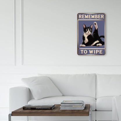 mmiishe Cat Bathroom Decor Black Cat Lover Gifts for Women Men Funny Vintage Metal Signs for Restroom Toilet Powder Room Wall Art Plaques 8x12 Inches Bathroom Accessories Birthday Anniversary