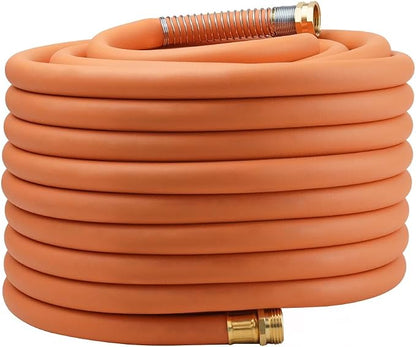 Wiseflow Garden Hose 100FT x 5/8", Heavy Duty Rubber Hose, Water Hose with Five Layered Braiding, Male Female Fittings, 1000PSI Burst, 300PSI Working for Yard, Car Wash, Pets (Orange)