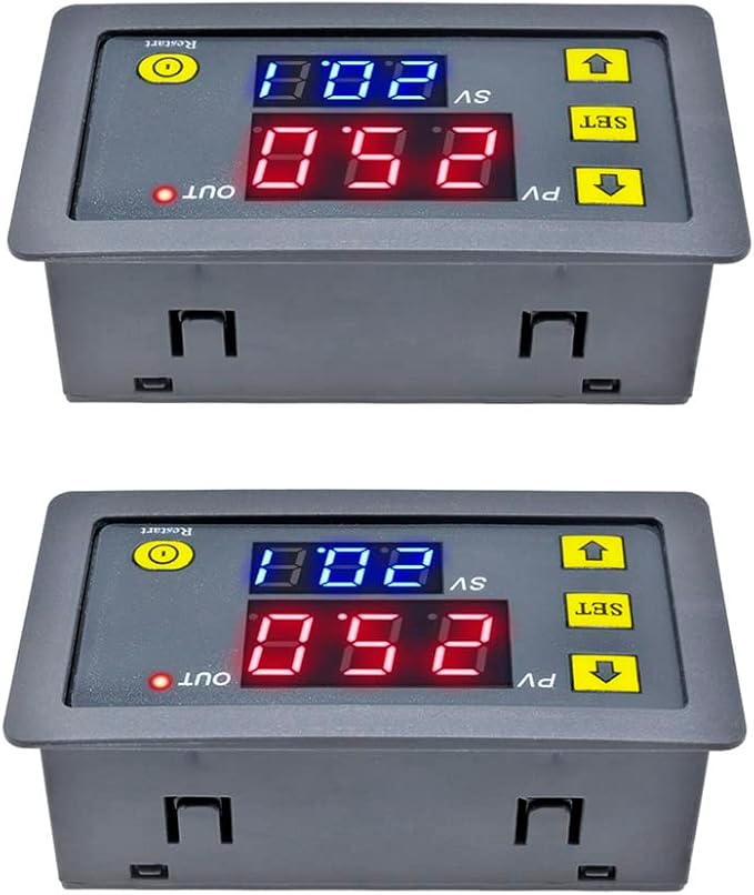 2Pcs Timer Delay Relay Programmable Cycle Timer Switch ON-Off Control LED Digital Display Time Relay Module (AC110V~220V/10A) Gray