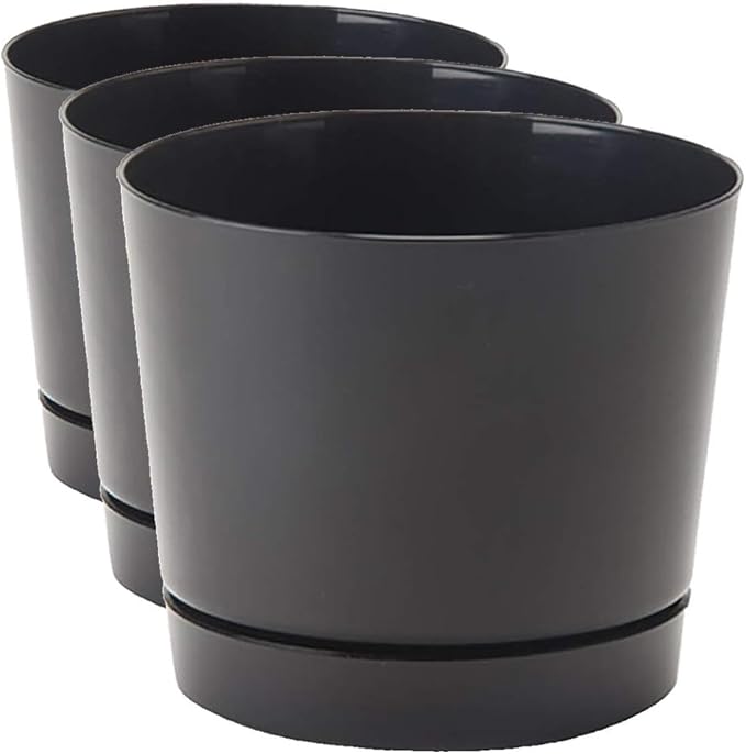 Novelty Majestic Full Depth Round Cylinder Pot, Glossy Black, 6-Inch (10068) (Pack of 3)