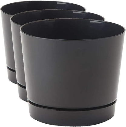 Novelty Majestic Full Depth Round Cylinder Pot, Glossy Black, 6-Inch (10068) (Pack of 3)