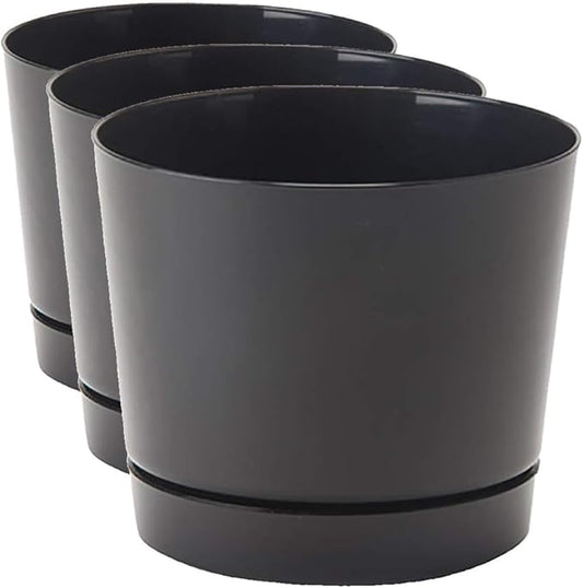 Novelty Majestic Full Depth Round Cylinder Pot, Glossy Black, 6-Inch (10068) (Pack of 3)