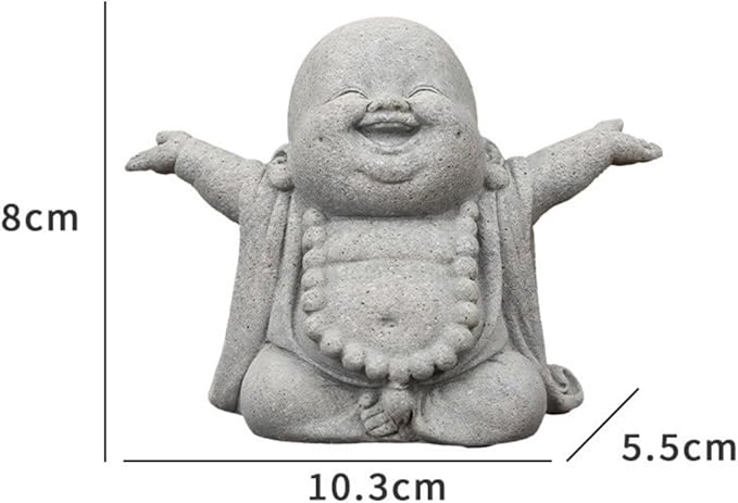 Stone Buddha Sculpture Zen Praying Statue Sculptures Ornament for Wealth Good Luck Feng Shui Decor Home Office Fish Tank Decoration