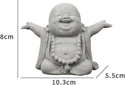 Stone Buddha Sculpture Zen Praying Statue Sculptures Ornament for Wealth Good Luck Feng Shui Decor Home Office Fish Tank Decoration