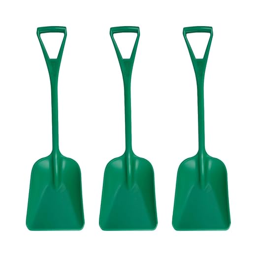 SPARTA Polypropylene Sanitary Shovel, One-Piece Molded Food and Ice Scoop for Commercial Kitchen and Bulk Ingredient Transfer, 10" x 13.75" Scoop, Green (Pack of 3)