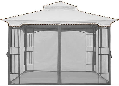 MASTERCANOPY Patio Gazebo Mosquito Netting Screen Walls (10x12, Grey)