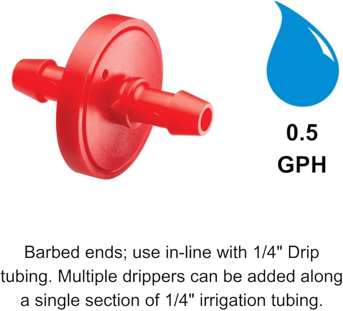 Rain Bird ILD0510PKXS Drip Irrigation in-Line Dripper/Emitter, 0.5 (1/2) Gallon Per Hour, 10-Pack
