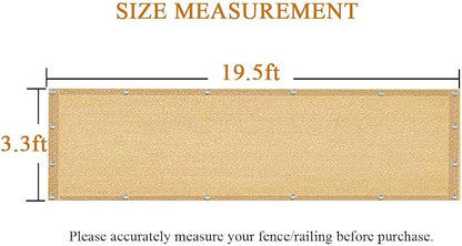 iCover 3.3x19.5ft Balcony Privacy Screen Fence, UV-Resistant Railing Fencing Cover for Porch Deck Patio Garden Backyard, Cable Zip Ties Included, Sand
